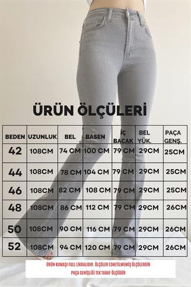 Büyük Beden Full Likra İspanyol Paça Jean