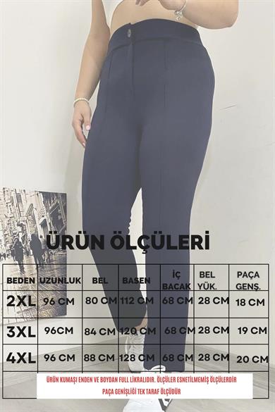Büyük Beden Full Likralı Bilek Boy Pantolon