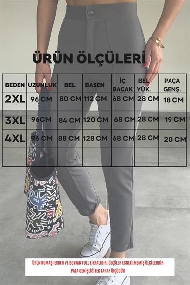 Büyük Beden Full Likralı Bilek Boy Pantolon