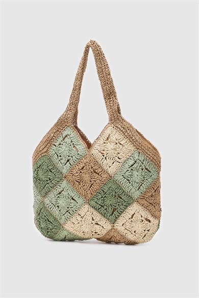Bohemian Chic Tote Mozaik Hasır Çanta