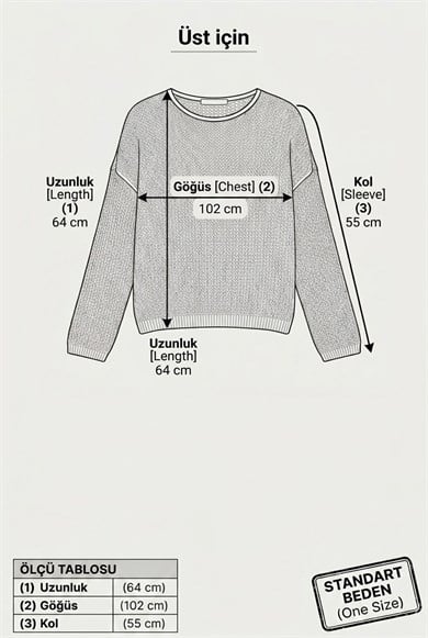 Uzun Kollu Delikli File Örgü Triko Bluz – Oversize Rahat Kesim Kadın Kazak - Siyah