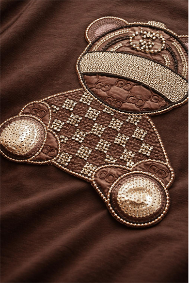 Bisiklet Yaka Diamond Teddy Taşlı Büyük Beden Tişört