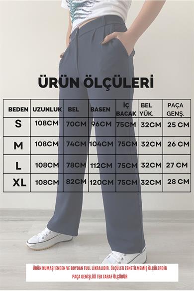 Full Likralı Pileli Beli Lastikli Pantolon
