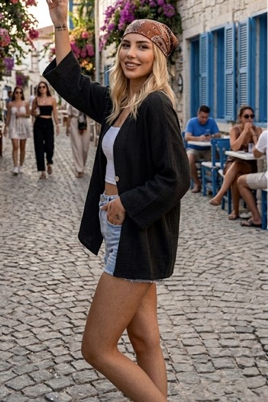 Kadın Bohem Müslin Kimono Ceket (Yazlık Oversize)