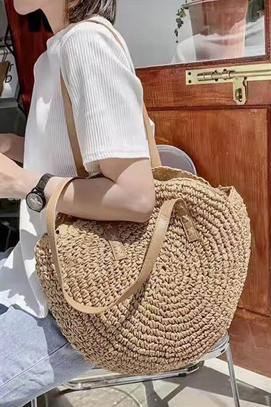 Handwoven Boho Tote Doğal Dokulu Hasır Çanta
