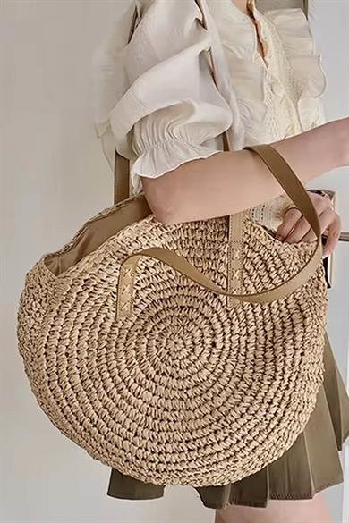 Handwoven Boho Tote Doğal Dokulu Hasır Çanta
