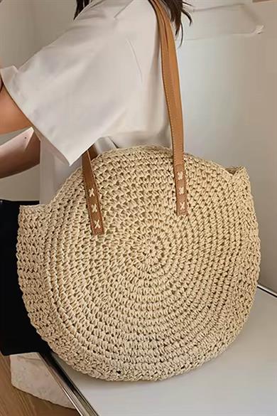 Handwoven Boho Tote Doğal Dokulu Hasır Çanta