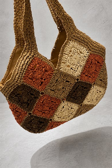 Bohemian Chic Tote Mozaik Hasır Çanta