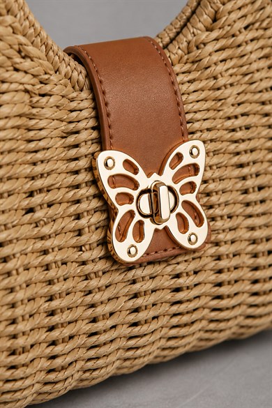 Kadın Alaçatı Butterfly Premium Hasır Çanta