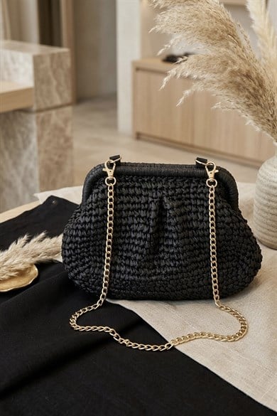 Alaçatı Pearl El Yapımı Hasır Zincir Askılı Kadın Omuz ÇantasıHasır ÇantaİSTANGÜL BUTİK