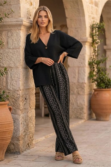 Kadın Müslin Kimono Pantolon Kombin %100 Pamuk