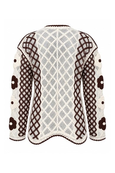 Patchwork Çiçek Aplikeli Bohem Hırka