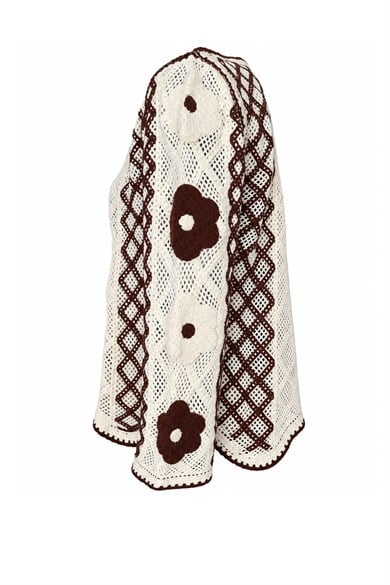 Patchwork Çiçek Aplikeli Bohem Hırka