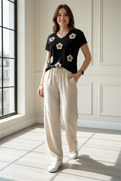 Luna Elegance Bol Paça Pantolon Kombin