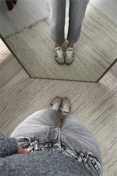 Kadın Yüksek Bel Vintage Yıkamalı Straight Gri Jean Pantolon