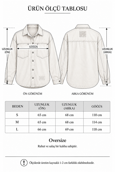 Kadın Oversize Kot Ceket Gömlek – Metal Çıtçıtlı Ve Çift Cepli Denim Ceket - Kahverengi