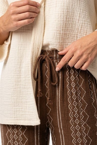 Kadın Müslin Kimono Pantolon Kombin %100 Pamuk