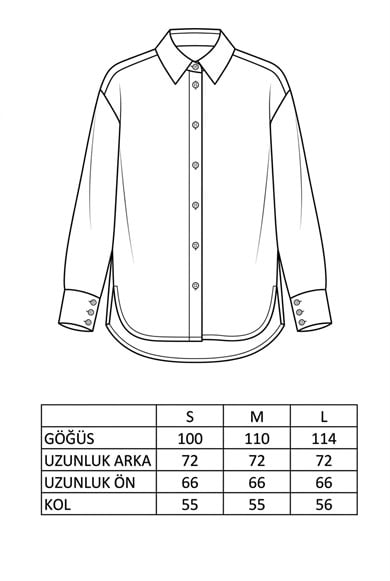 Kadın Likralı Oval Etek Uçlu Oversize Gömlek