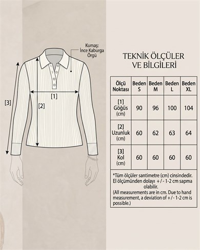 Kadın Polo Yaka Düğme Detaylı Triko Bluz – Kendinden Ajur Desenli Örme Kazak - Ekru