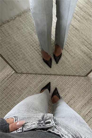 Kadın Yüksek Bel Kalçayı Toparlayan Straight Leg Jean - Gri