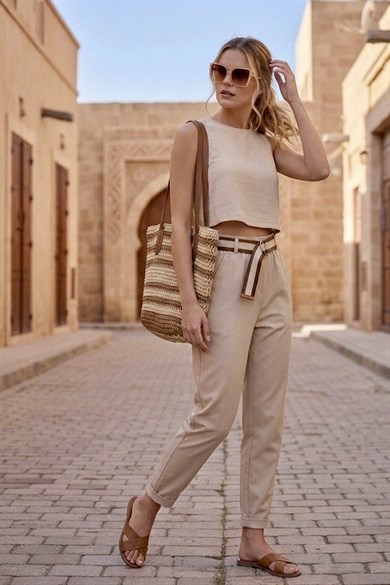 Bodrum Yüksek Bel Likralı Rahat Pantolon (İtalyan Kumaş)