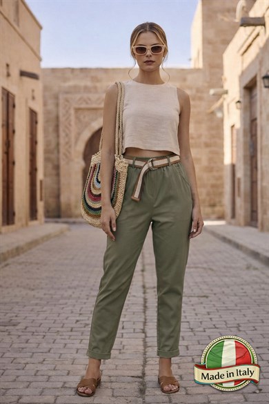 Bodrum Yüksek Bel Likralı Rahat Pantolon (İtalyan Kumaş)