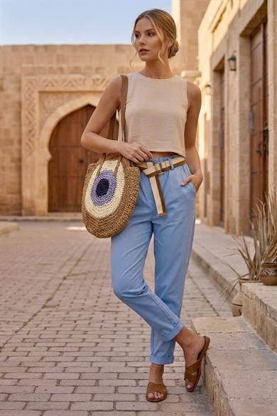 Bodrum Yüksek Bel Likralı Rahat Pantolon (İtalyan Kumaş)