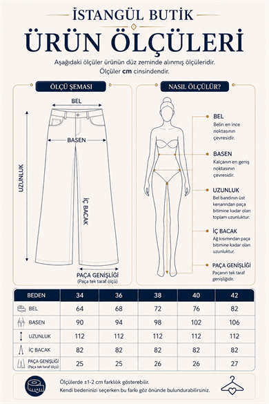 Kadın Yüksek Bel Likralı Wide Leg Jean