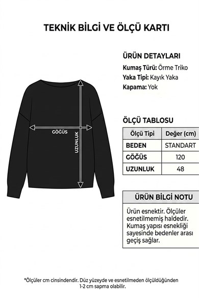 Kayık Yaka Düşük Omuz Triko – Selanik Örgü Rahat Kesim Kadın Kazak - Beyaz