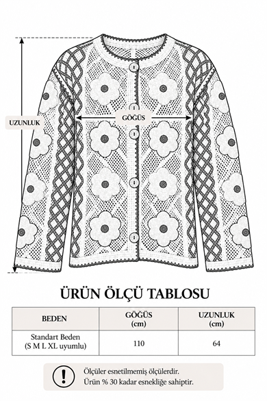 Patchwork Çiçek Aplikeli Bohem Hırka