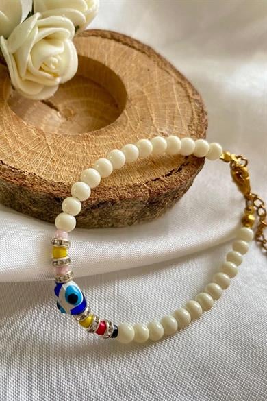 Renkli Boncuk Aralıklı Bileklik