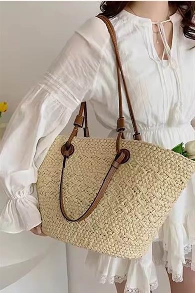 Sahara Breeze Tote Yazlık Büyük Hasır Kadın Çanta