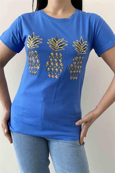 Shiny Pineapple Bisiklet Yaka Tişört