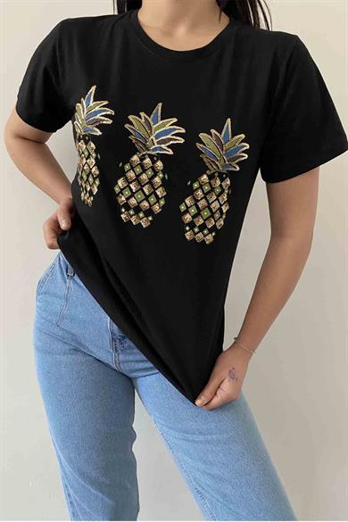 Shiny Pineapple Bisiklet Yaka Tişört