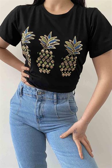 Shiny Pineapple Bisiklet Yaka Tişört
