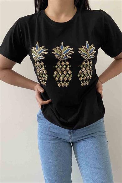 Shiny Pineapple Bisiklet Yaka Tişört