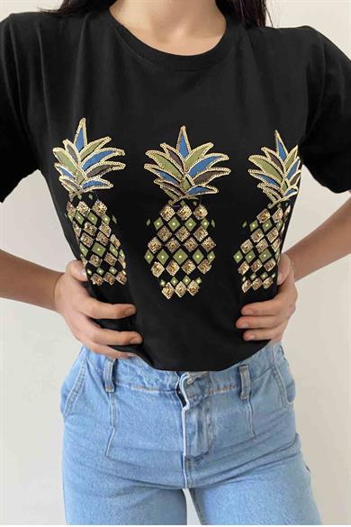 Shiny Pineapple Bisiklet Yaka Tişört