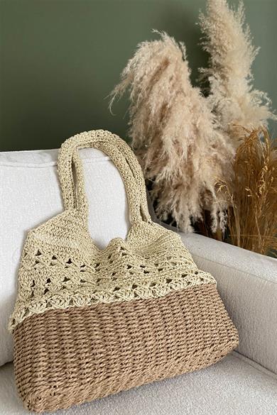 Straw Sophistication Geniş Hasır Çanta