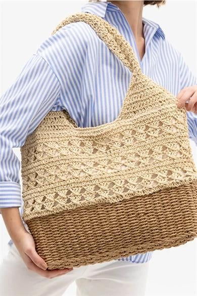 Straw Sophistication Geniş Hasır Çanta