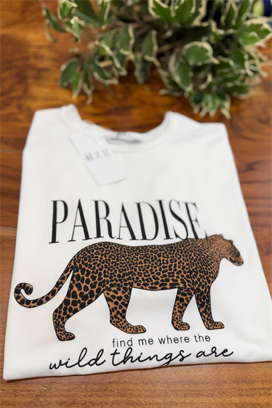 Paradise Leopar Baskılı Kadın Tişört