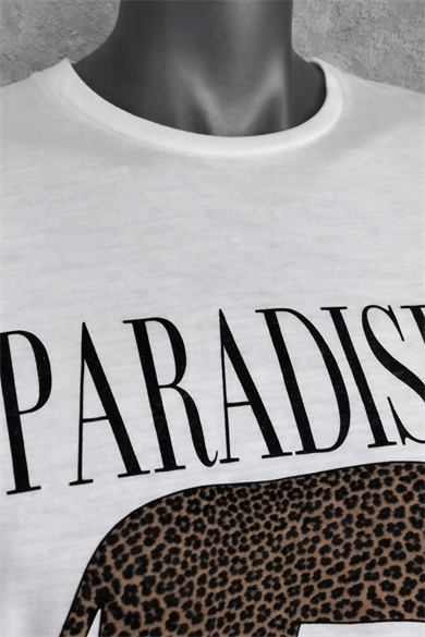 Paradise Leopar Baskılı Kadın Tişört