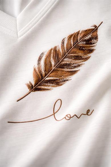 V Yaka Love Feather Büyük Beden Tişört