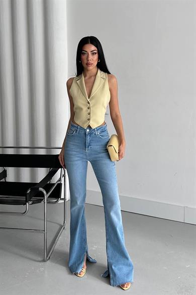 Wave Line Paça Yırtmaçlı İspanyol Jean