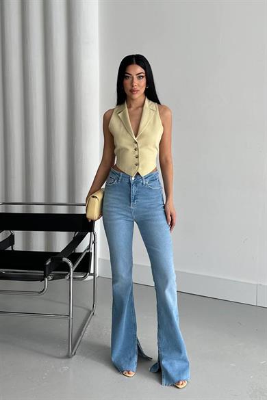 Wave Line Paça Yırtmaçlı İspanyol Jean