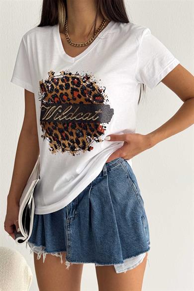 Wild Cat Pul İşleme Tasarım Tişört