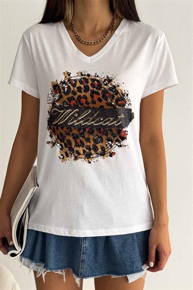 Wild Cat Pul İşleme Tasarım Tişört