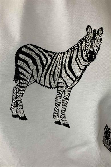 Zebra Desen Taşlı Tişört