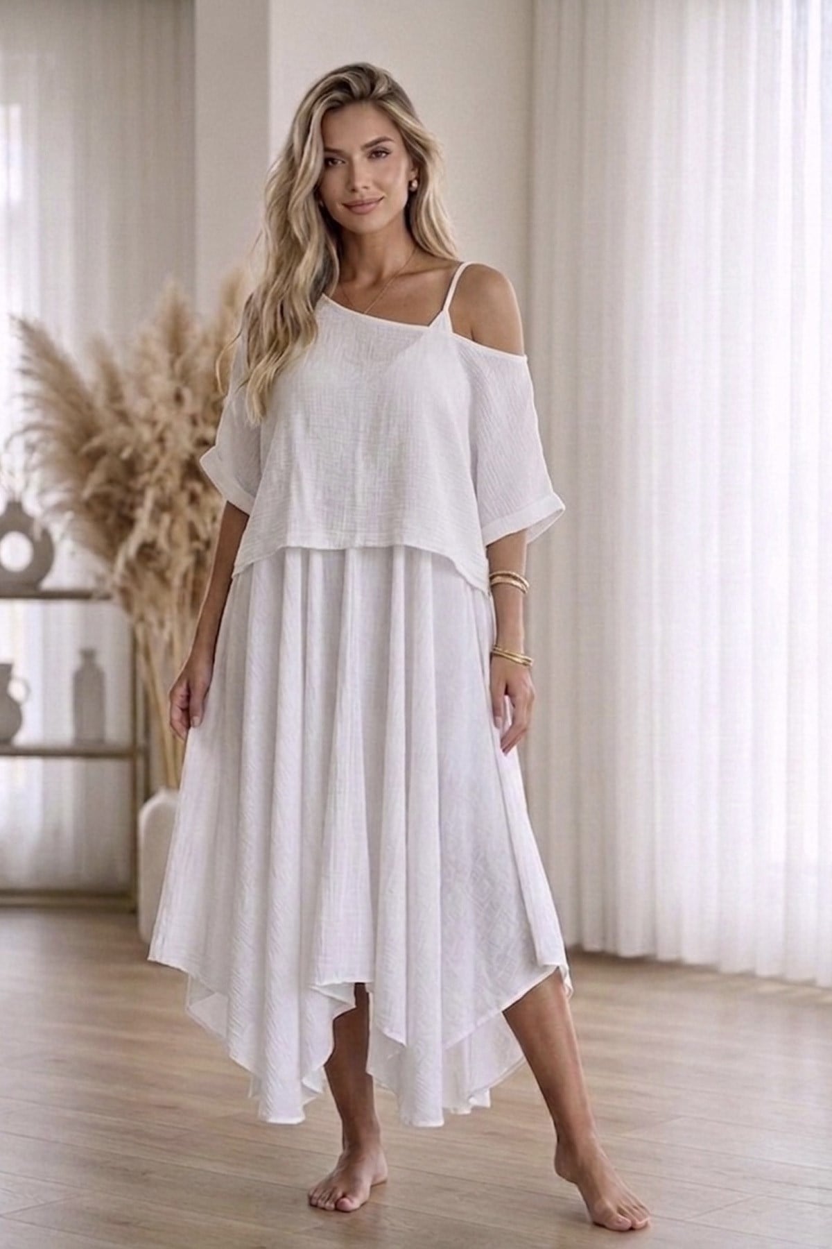 Bodrum Stil %100 Pamuk İtalyan Salaş Elbise – Oversize Katlı Rahat Yazlık Elbiseİç Göstermeyen Elbise Oversize Katlı Bodrum Stil Yazlık ElbiseELBİSEİSTANGÜL BUTİK