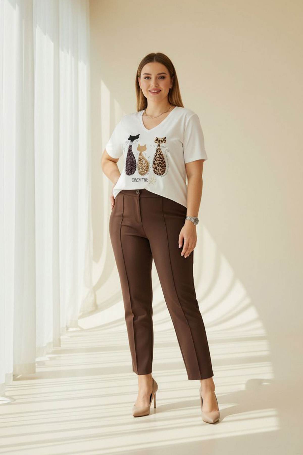 Elegance Brown Yüksek Bel Kumaş Pantolon KombinİNTAGRAM KOMBİNLERİİSTANGÜL BUTİK