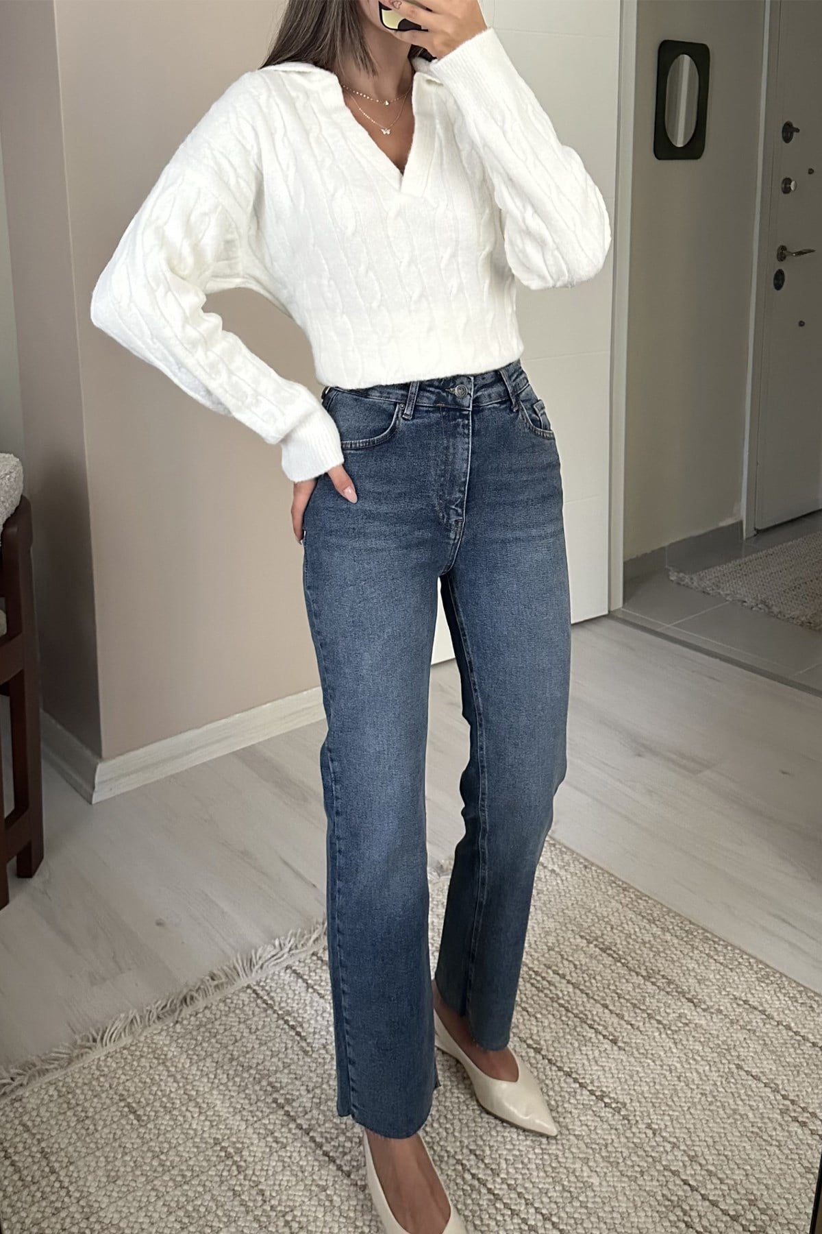 Kadın Yüksek Bel Push Up Straight Jean Pantolon - Mavi JeanİSTANGÜL BUTİK